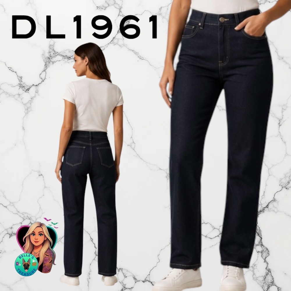 DL1961 Patti Straight High Rise Vintage Ankle Jeans Bright Rinse Dark Women's 26